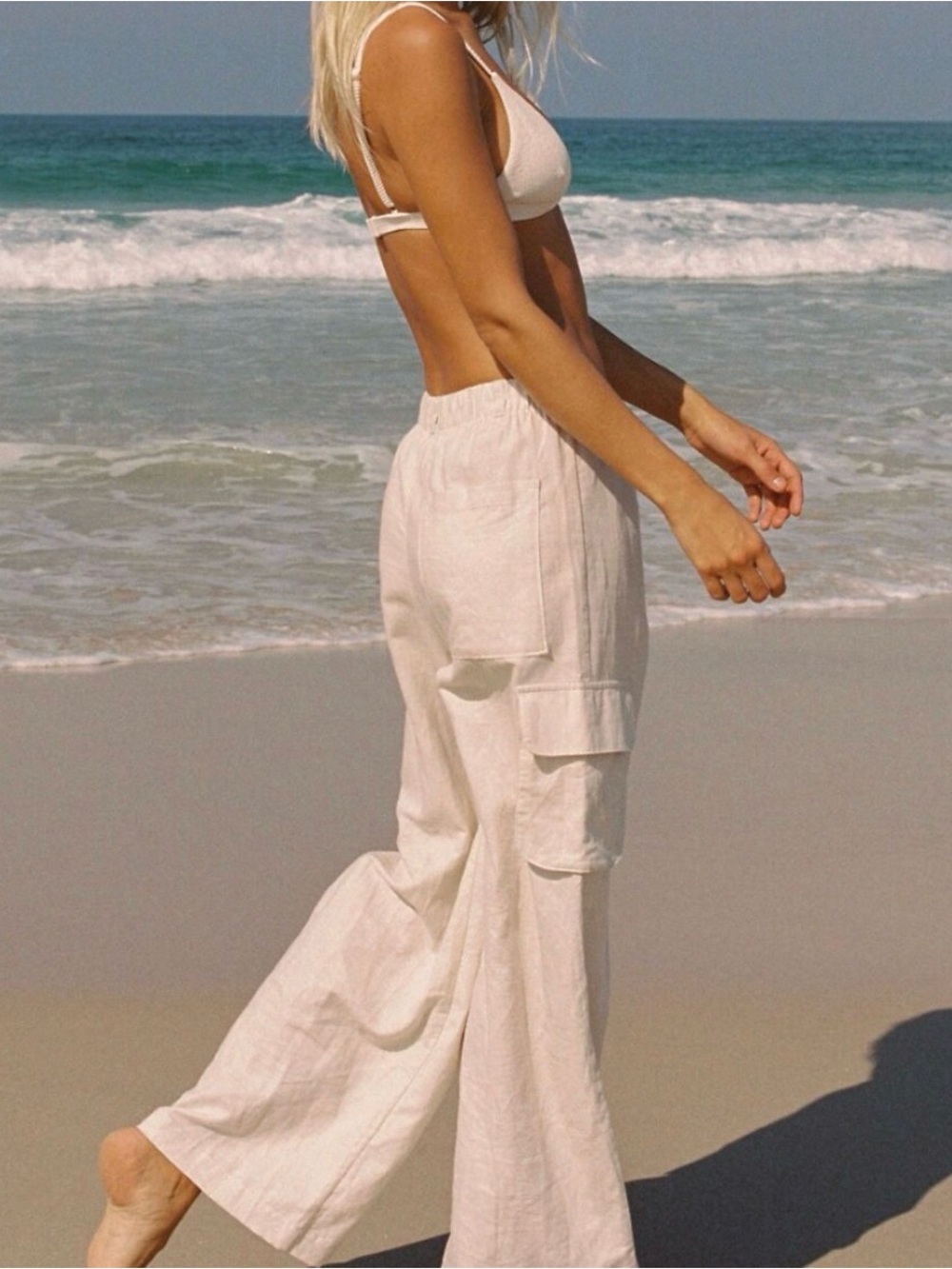 Rhythm Wide-Leg Linen Cargo Pants